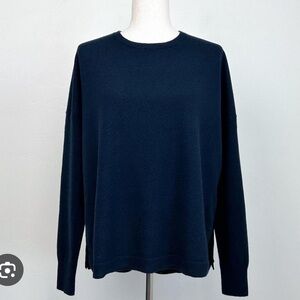 Autumn Cashmere 100% Cashmere Crewneck w Suede Fringe